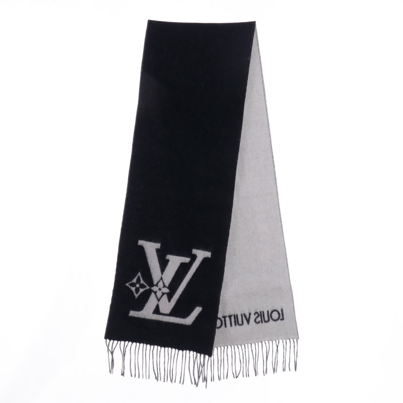 Louis Vuitton LV Logo Wool Cashmere Scarf Black view