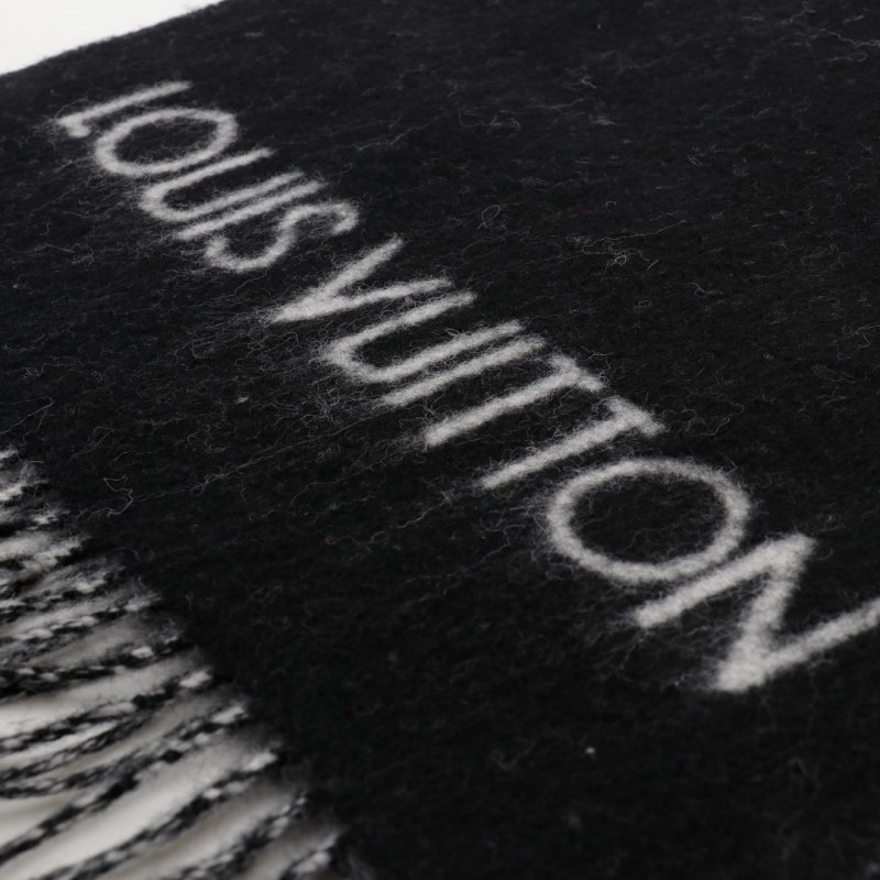 Louis Vuitton LV Logo Wool Cashmere Scarf Black view