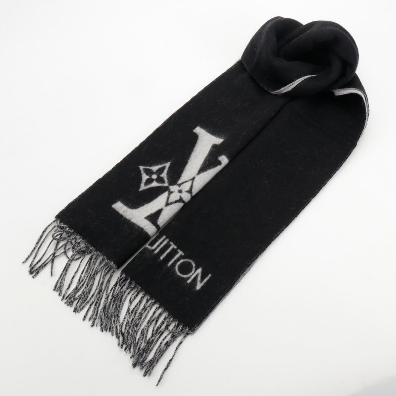 Louis Vuitton LV Logo Wool Cashmere Scarf Black view