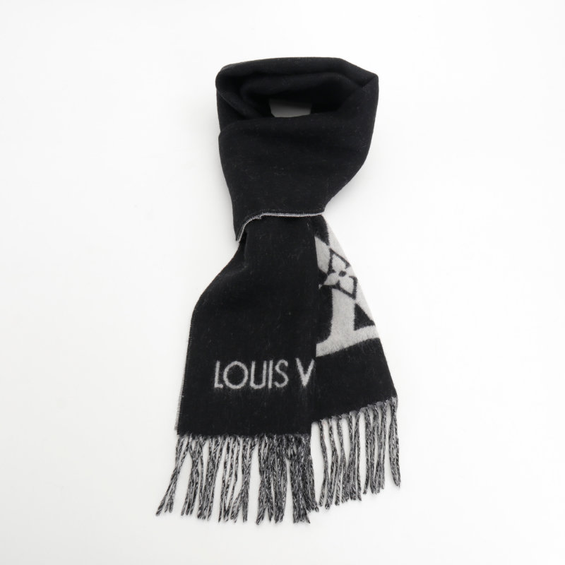 Louis Vuitton LV Logo Wool Cashmere Scarf Black view