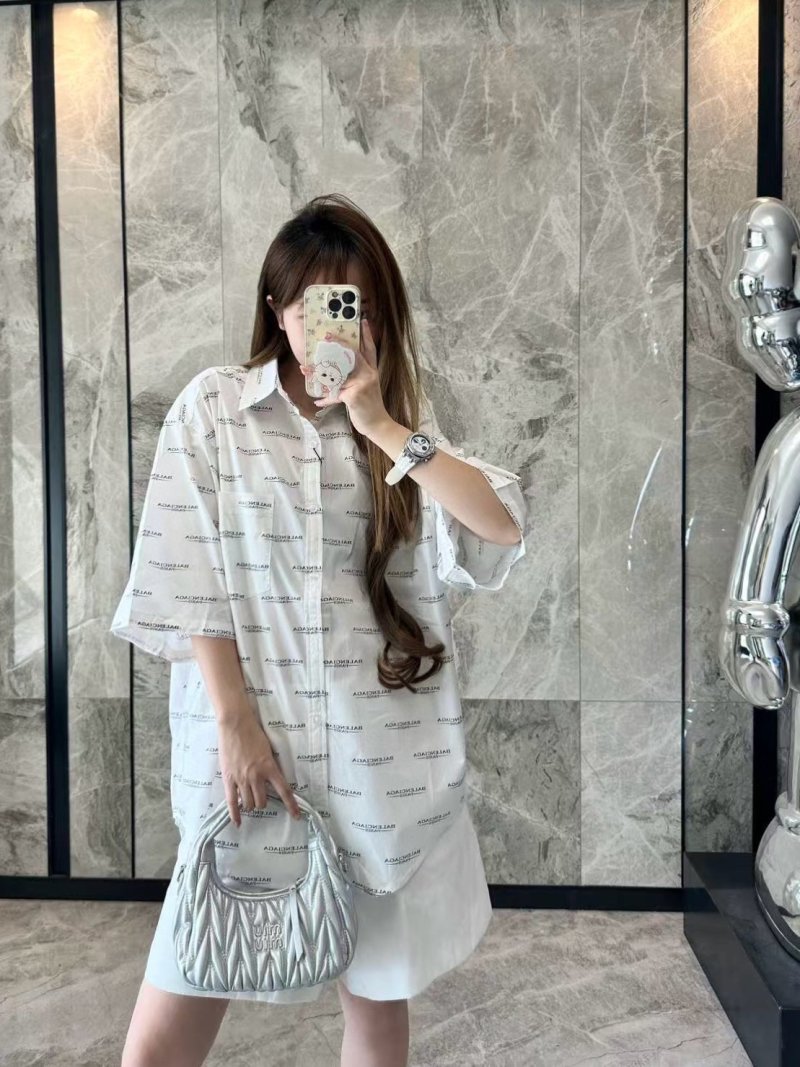 White Monogram Print Oversized Short Sleeve Shirt view