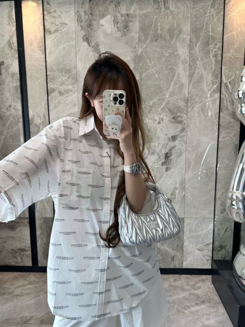 White Monogram Print Oversized Short Sleeve Shirt view