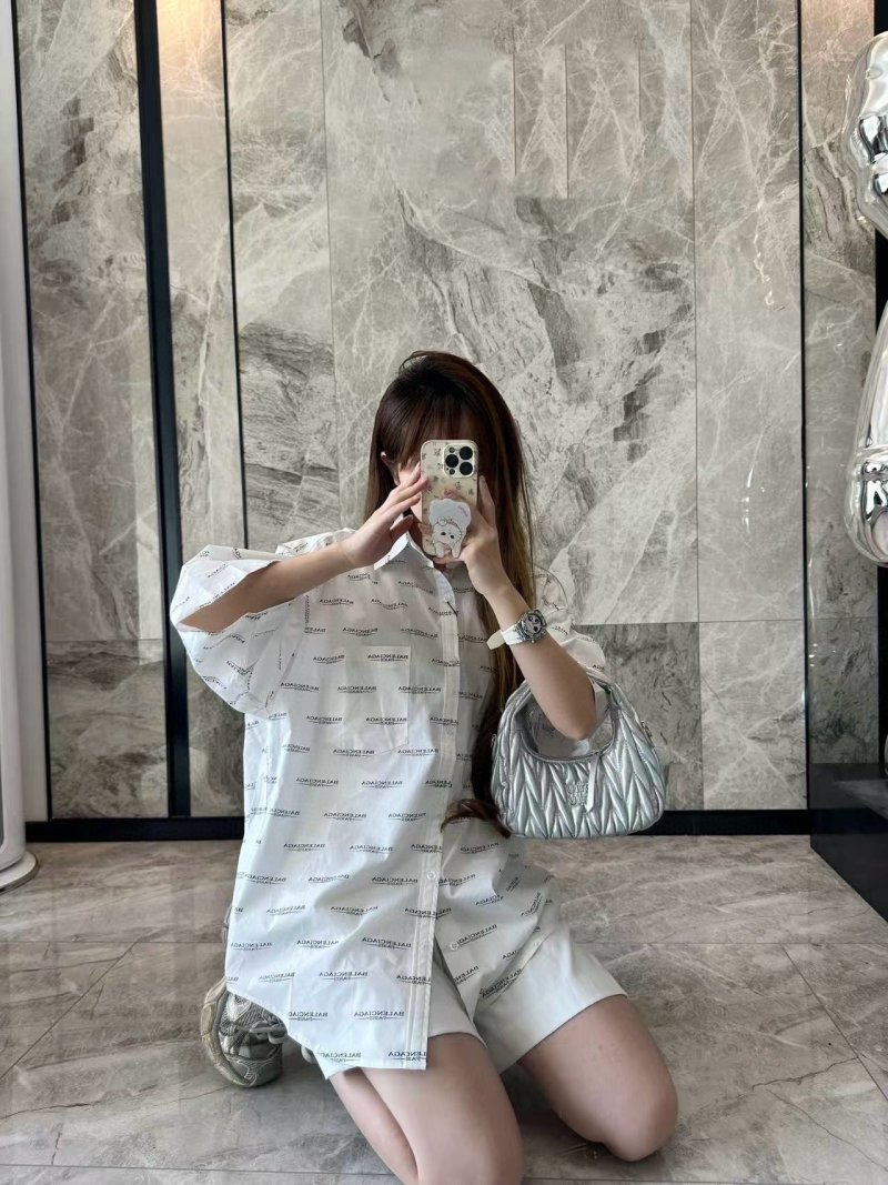 White Monogram Print Oversized Short Sleeve Shirt view