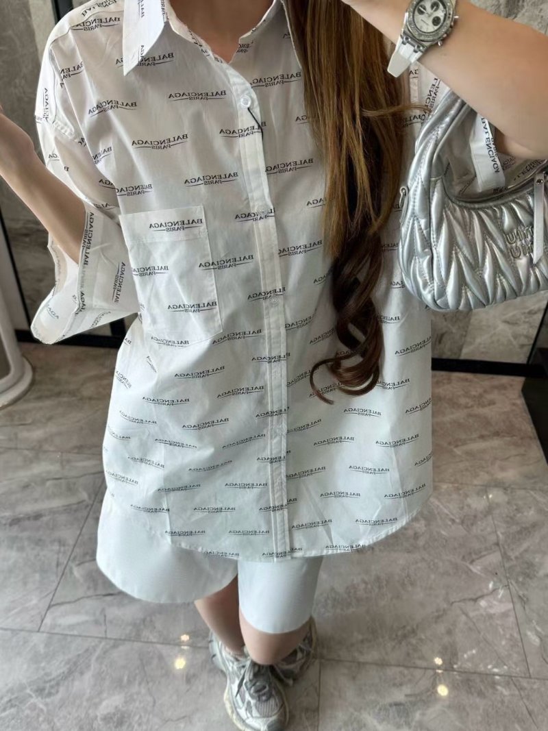 White Monogram Print Oversized Short Sleeve Shirt view