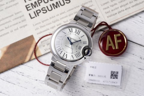 Cartier Ballon Bleu 33mm Steel Watch Roman Dial