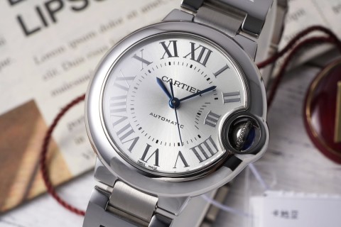 Cartier Ballon Bleu 33mm Steel Watch Roman Dial view 3