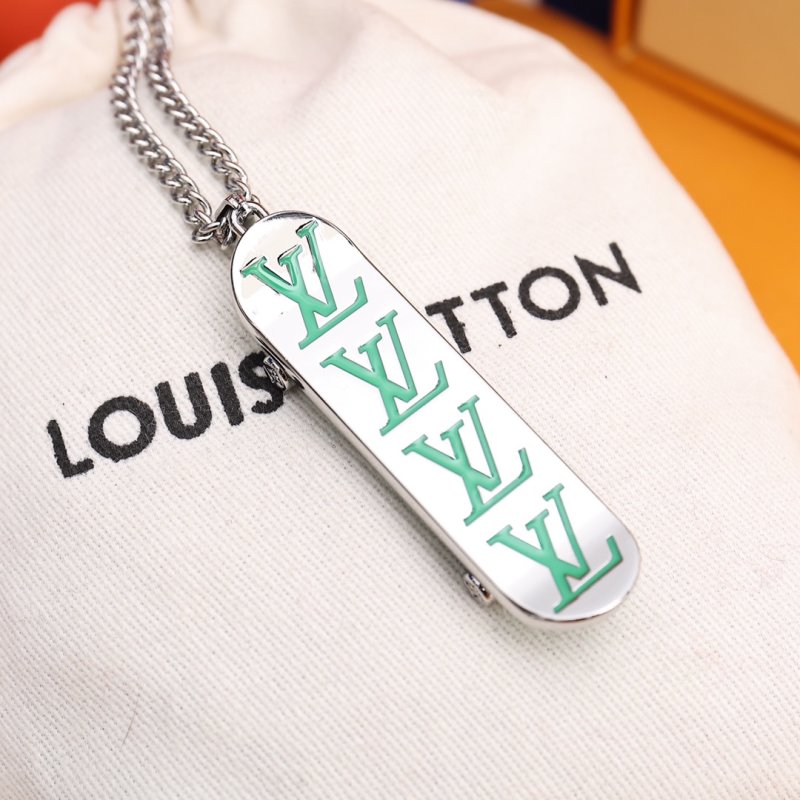 LV Skateboard Pendant Silver Chain Necklace view