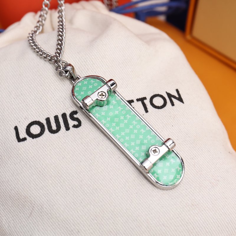 LV Skateboard Pendant Silver Chain Necklace view