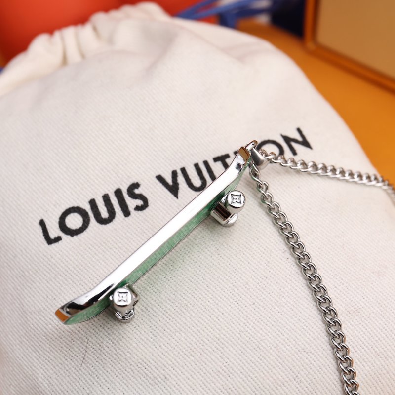 LV Skateboard Pendant Silver Chain Necklace view