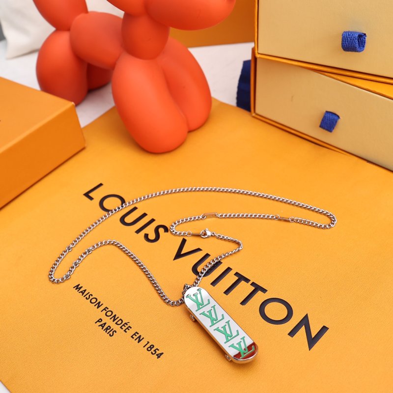 LV Skateboard Pendant Silver Chain Necklace view