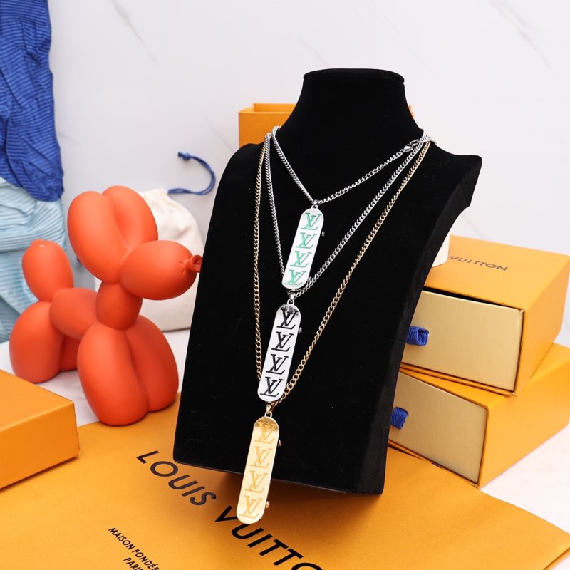 LV Skateboard Pendant Silver Chain Necklace view