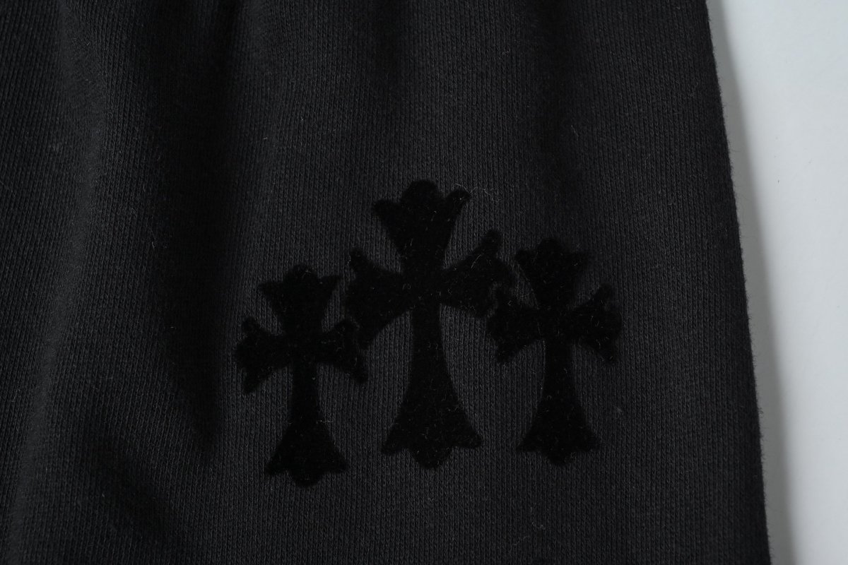 Chrome Hearts Black Wide-Leg Sweatpants with Embroidered Cross view