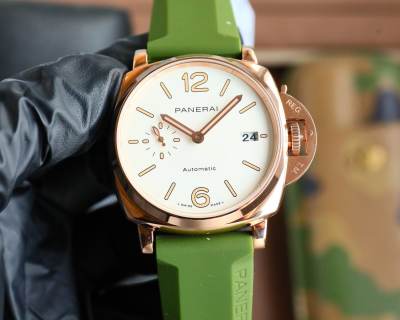 Panerai Luminor Due 42mm Cream Blue Dial Automatic Watch view 2
