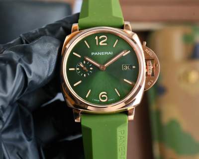 Panerai Luminor Due 42mm Cream Blue Dial Automatic Watch view 3