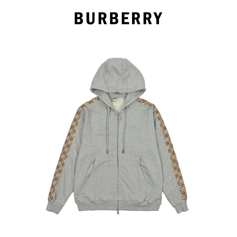 Burberry Check Grey Zip Hoodie