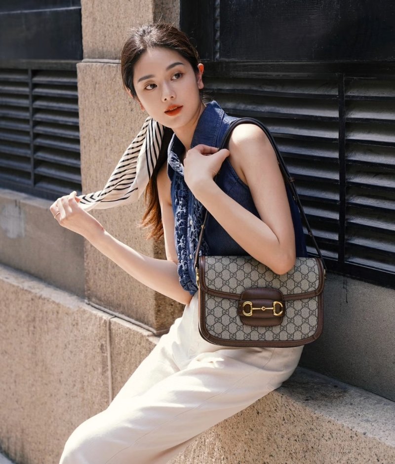 Gucci 1955 Horsebit Shoulder Bag Beige/Brown