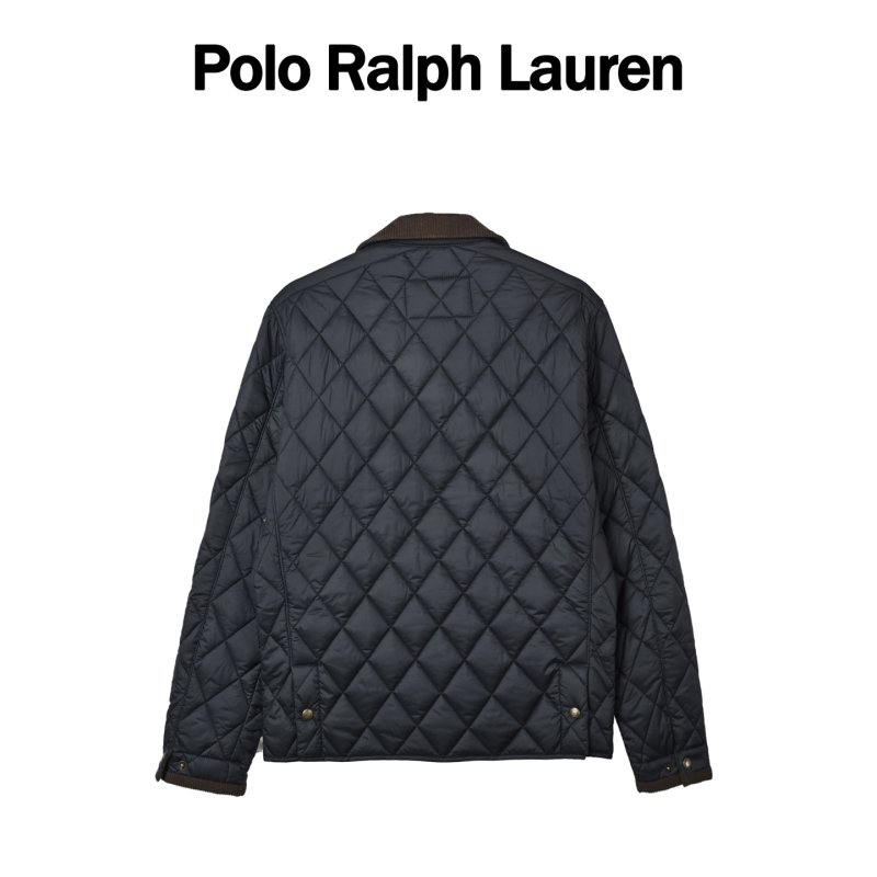 Barbour Navy Quilted Jacket with Brown Corduroy Collar view