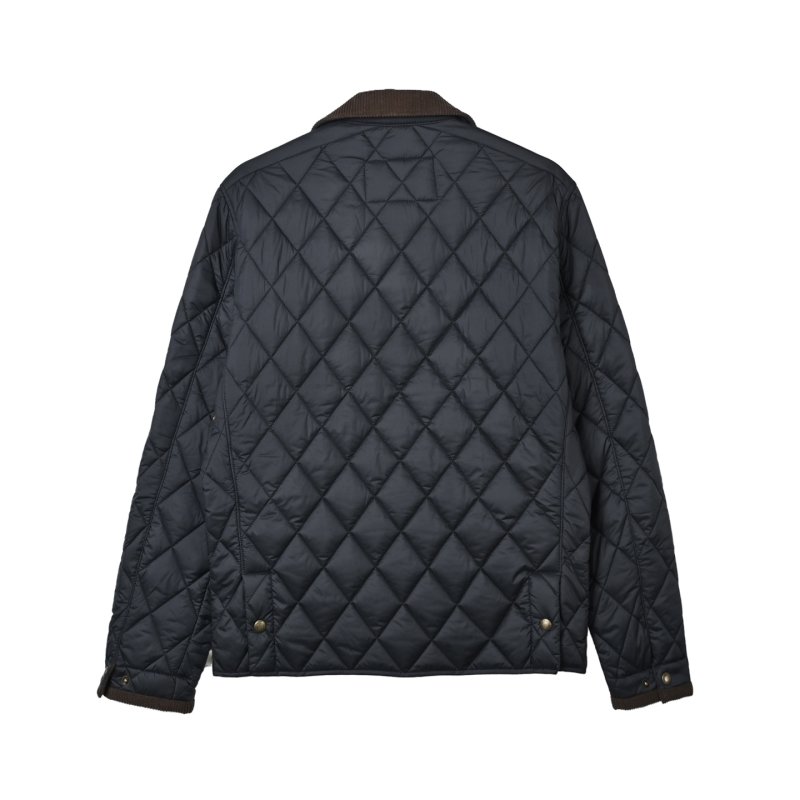 Barbour Navy Quilted Jacket with Brown Corduroy Collar view
