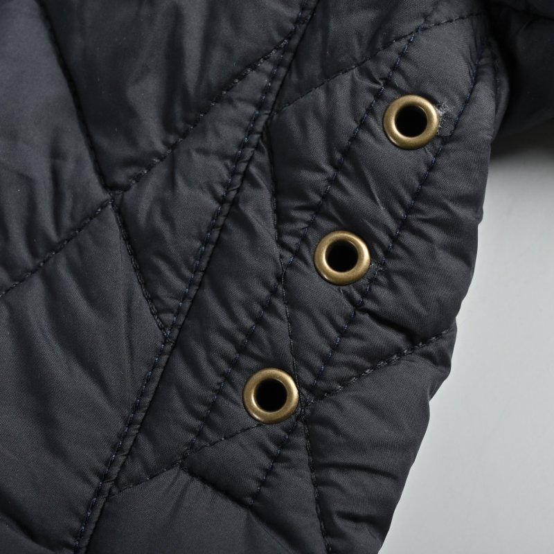 Barbour Navy Quilted Jacket with Brown Corduroy Collar view