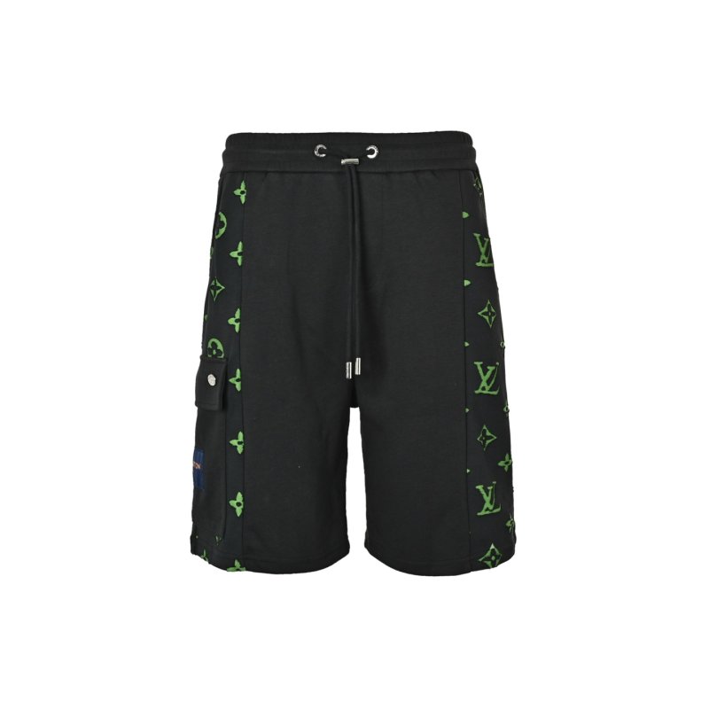 Louis Vuitton Monogram Black Shorts with Green LV Print view