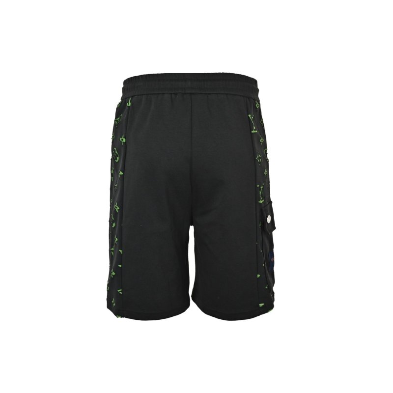 Louis Vuitton Monogram Black Shorts with Green LV Print view