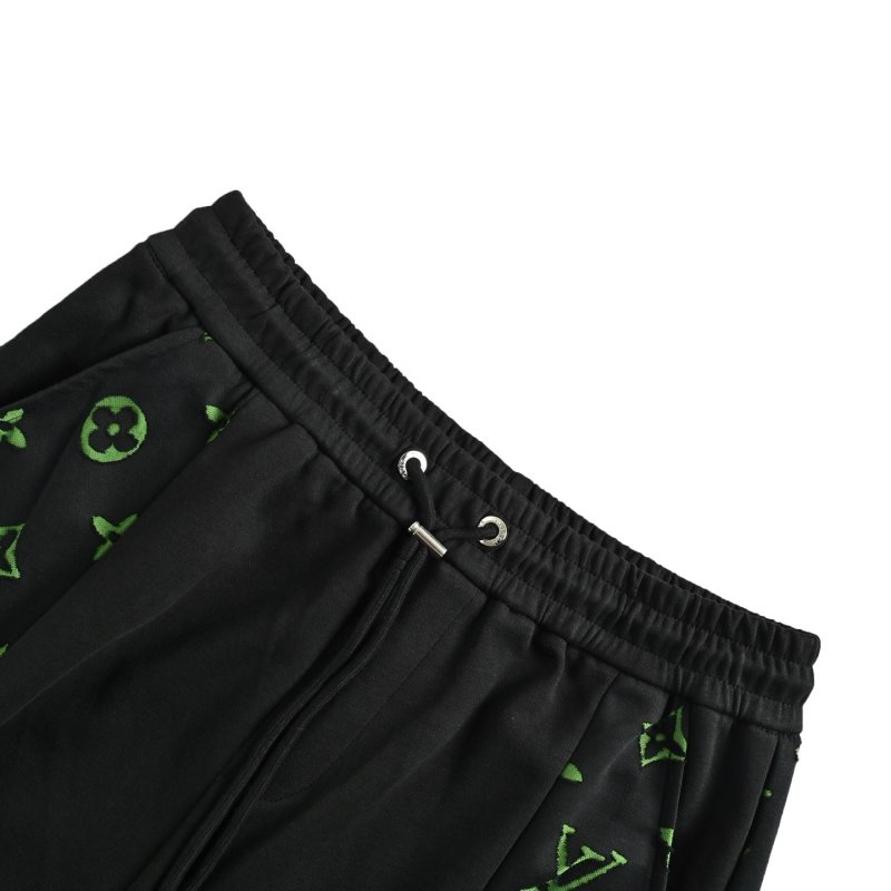 Louis Vuitton Monogram Black Shorts with Green LV Print view