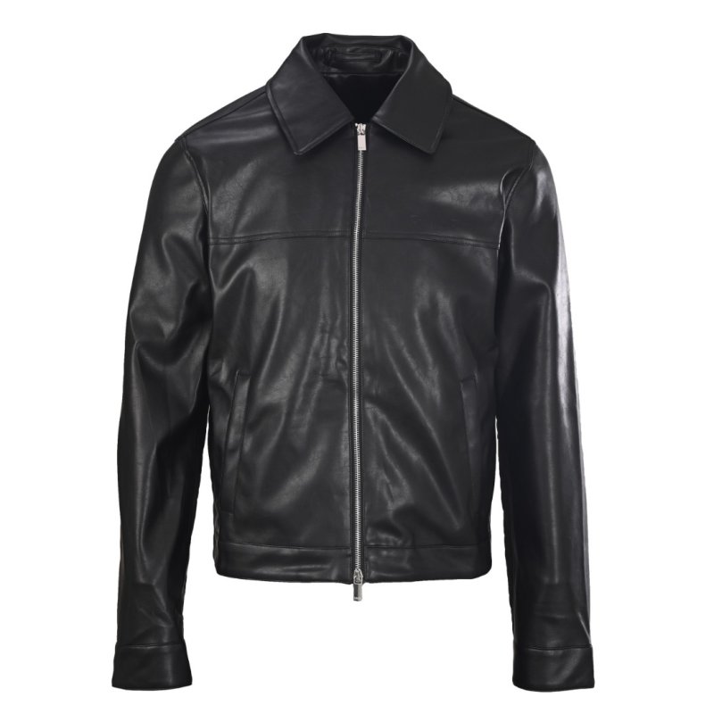 Black Leather Bomber Jacket view