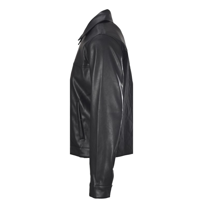 Black Leather Bomber Jacket view