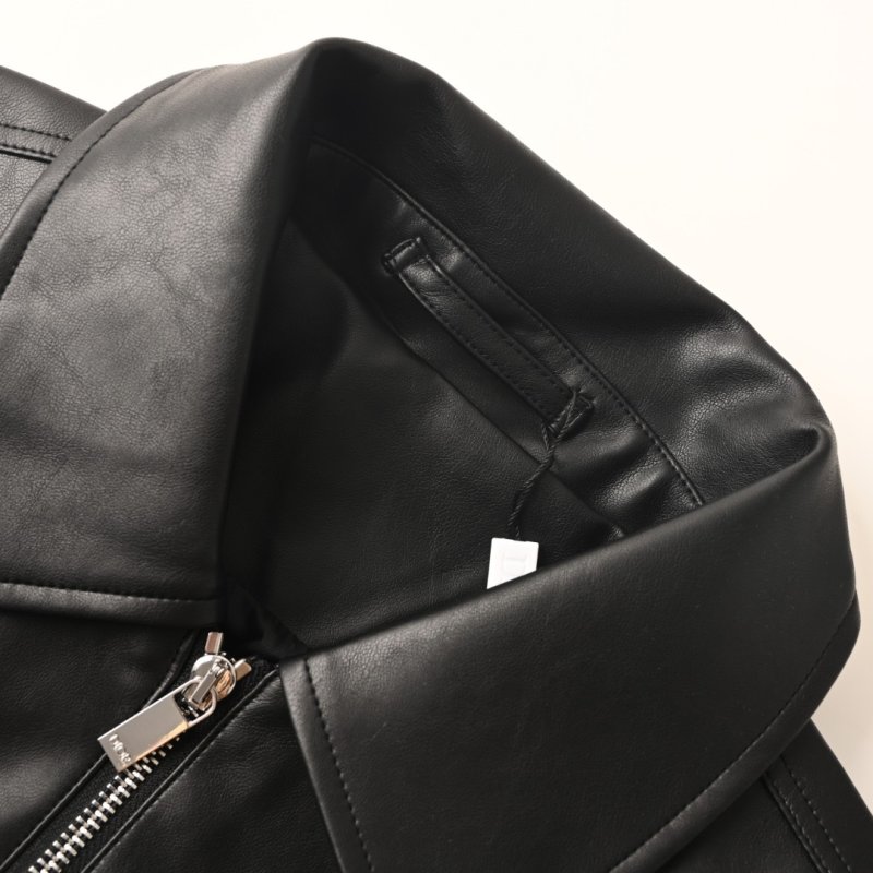 Black Leather Bomber Jacket view
