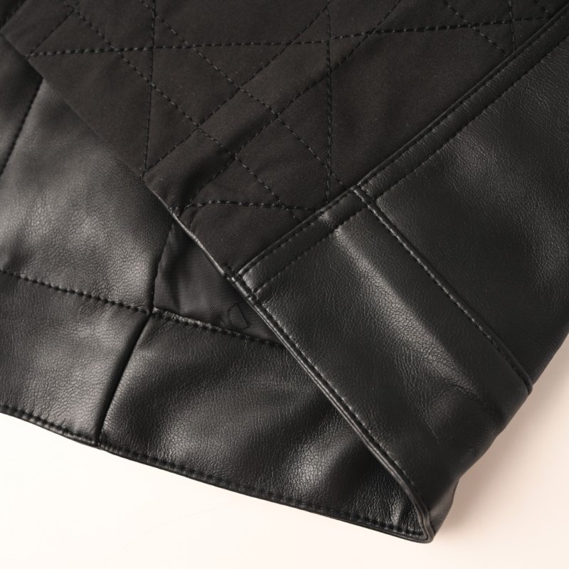 Black Leather Bomber Jacket view