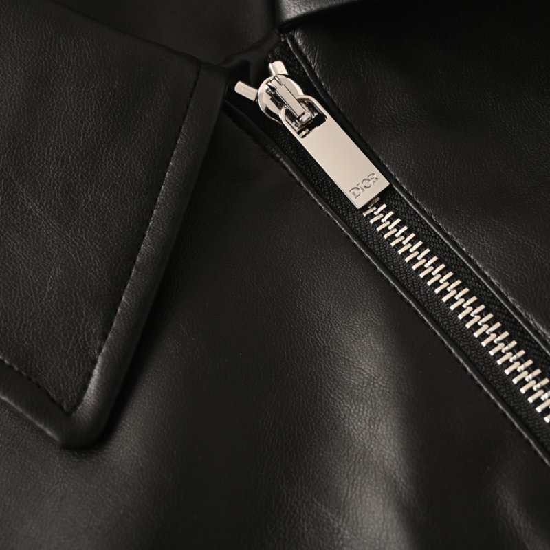 Black Leather Bomber Jacket view