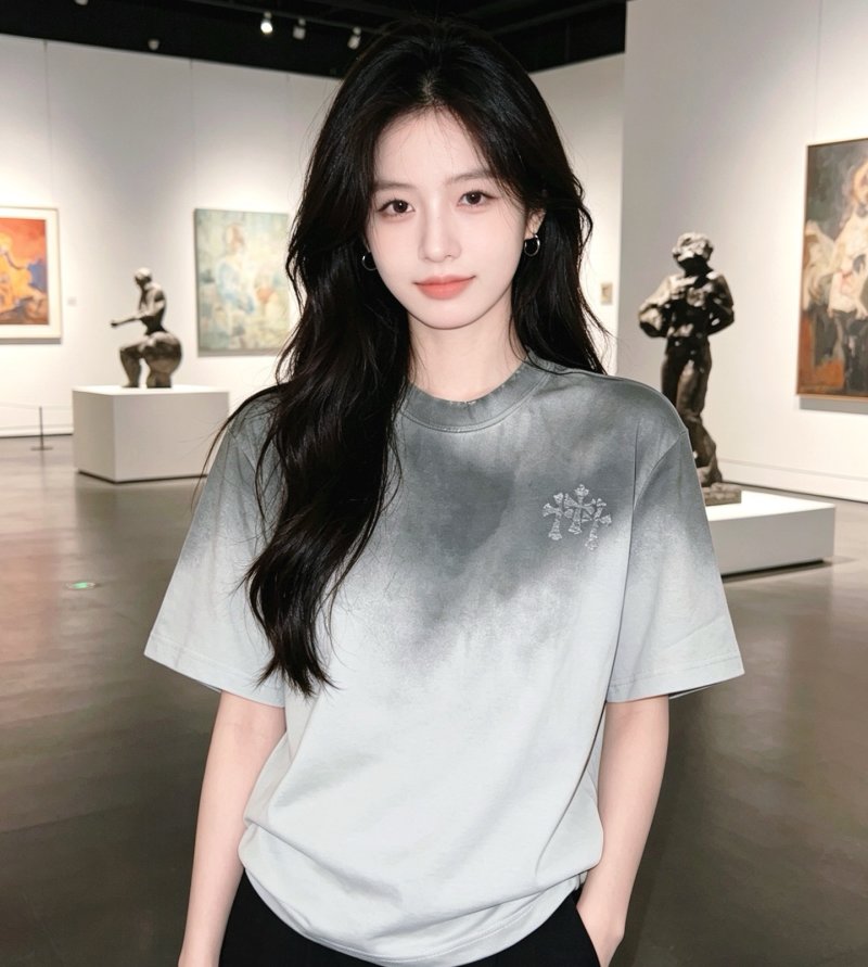 Gradient Tie-Dye Short Sleeve Tee Grey White view