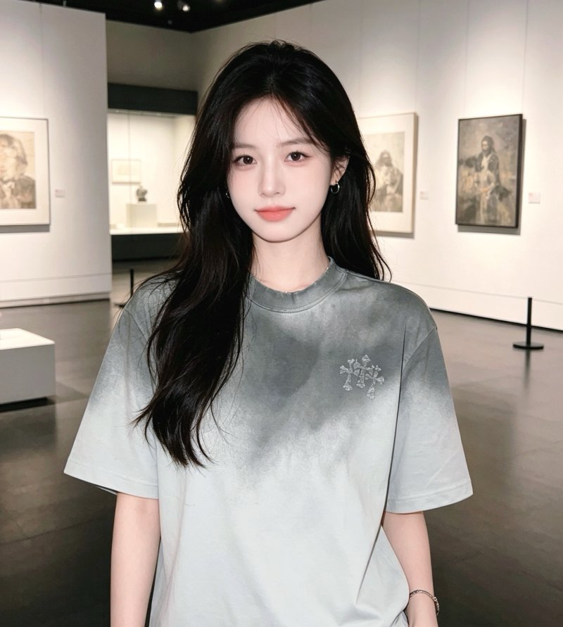 Gradient Tie-Dye Short Sleeve Tee Grey White view