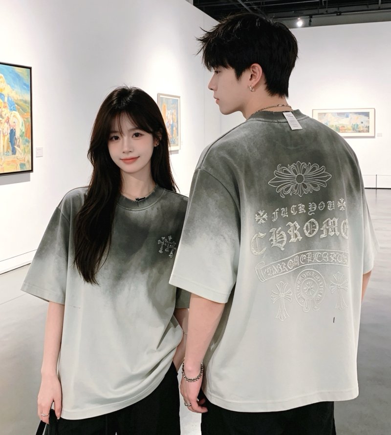 Gradient Tie-Dye Short Sleeve Tee Grey White view