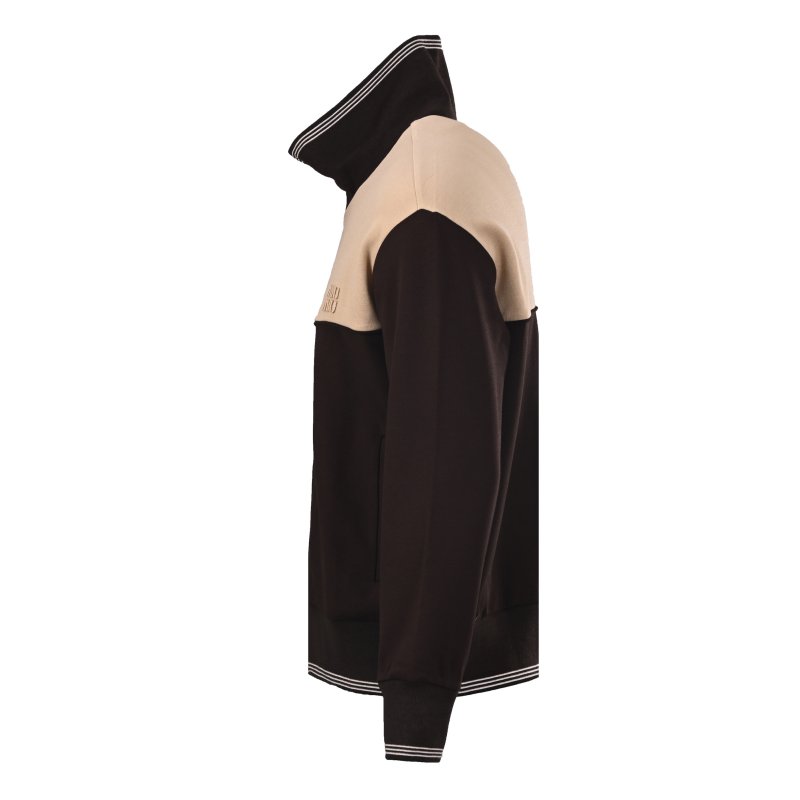 Cream & Black Color-Block Track Jacket view