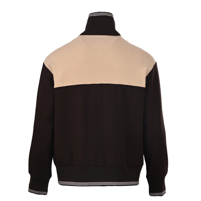 Cream & Black Color-Block Track Jacket view
