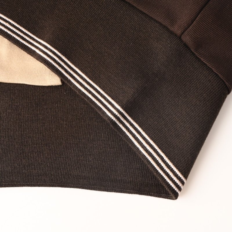 Cream & Black Color-Block Track Jacket view