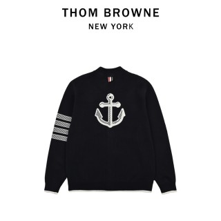 Thom Browne 23FW Anchor Stripe Baseball Jacket Black view 2