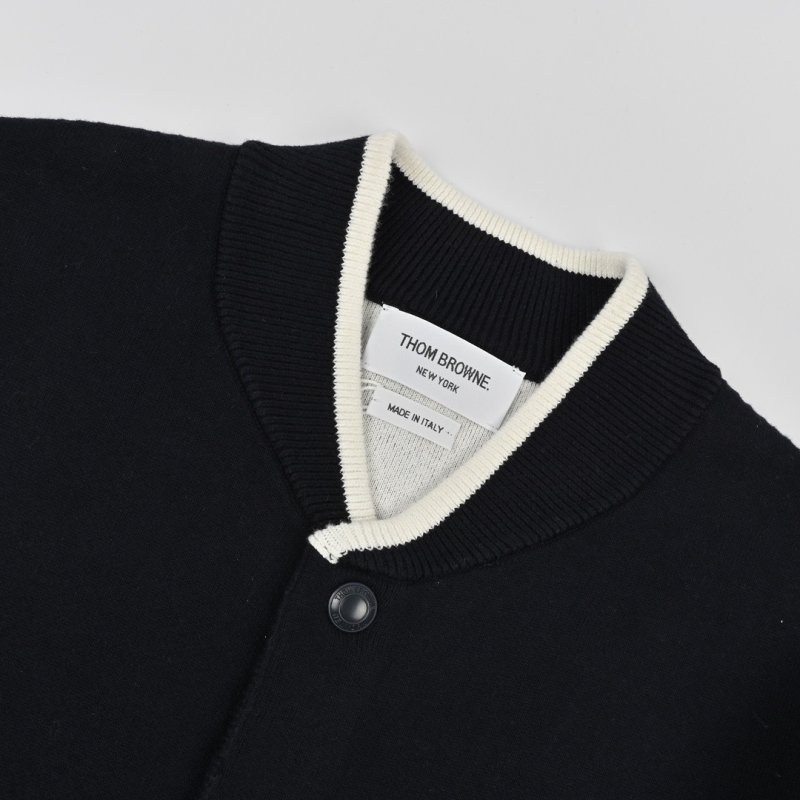 Thom Browne 23FW Anchor Stripe Baseball Jacket Black view