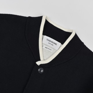 Thom Browne 23FW Anchor Stripe Baseball Jacket Black view 3