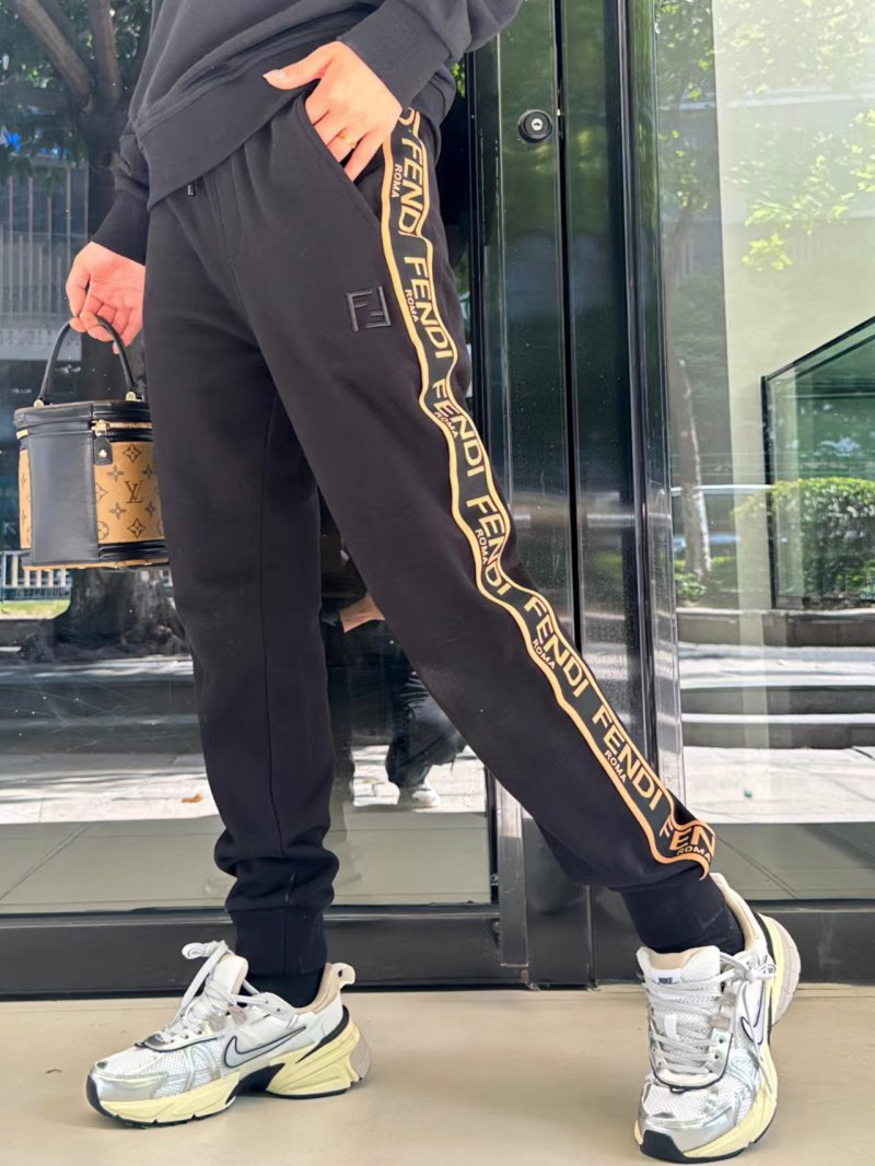 Fendi Black Gold Stripe Track Pants