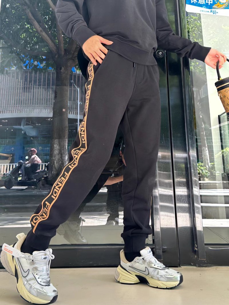 Fendi Black Gold Stripe Track Pants view