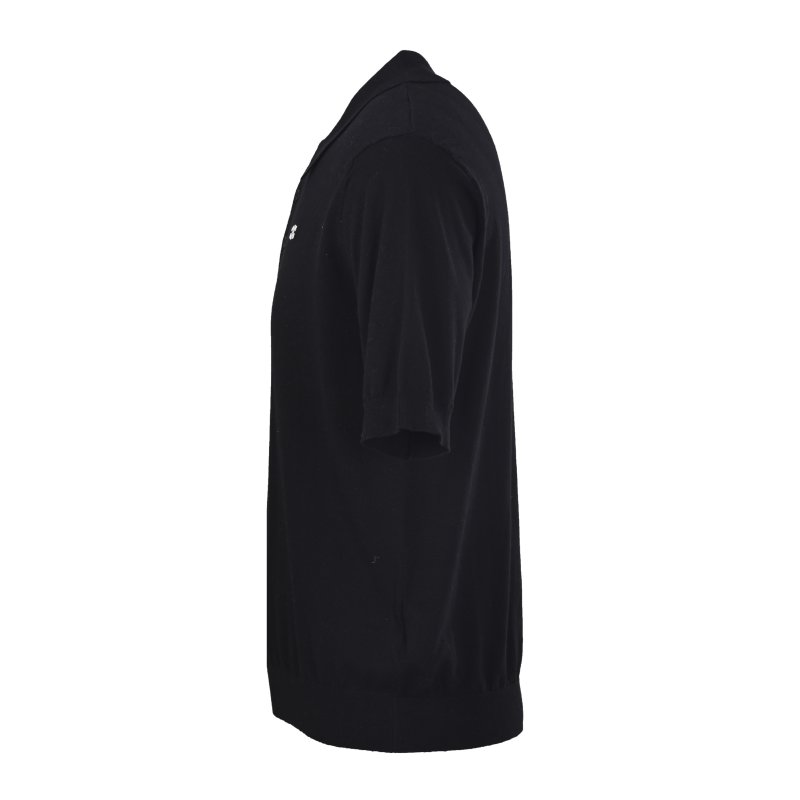 Black Short-Sleeve Polo Shirt with Embroidered Logo view
