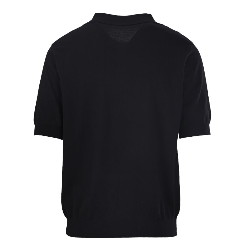 Black Short-Sleeve Polo Shirt with Embroidered Logo view