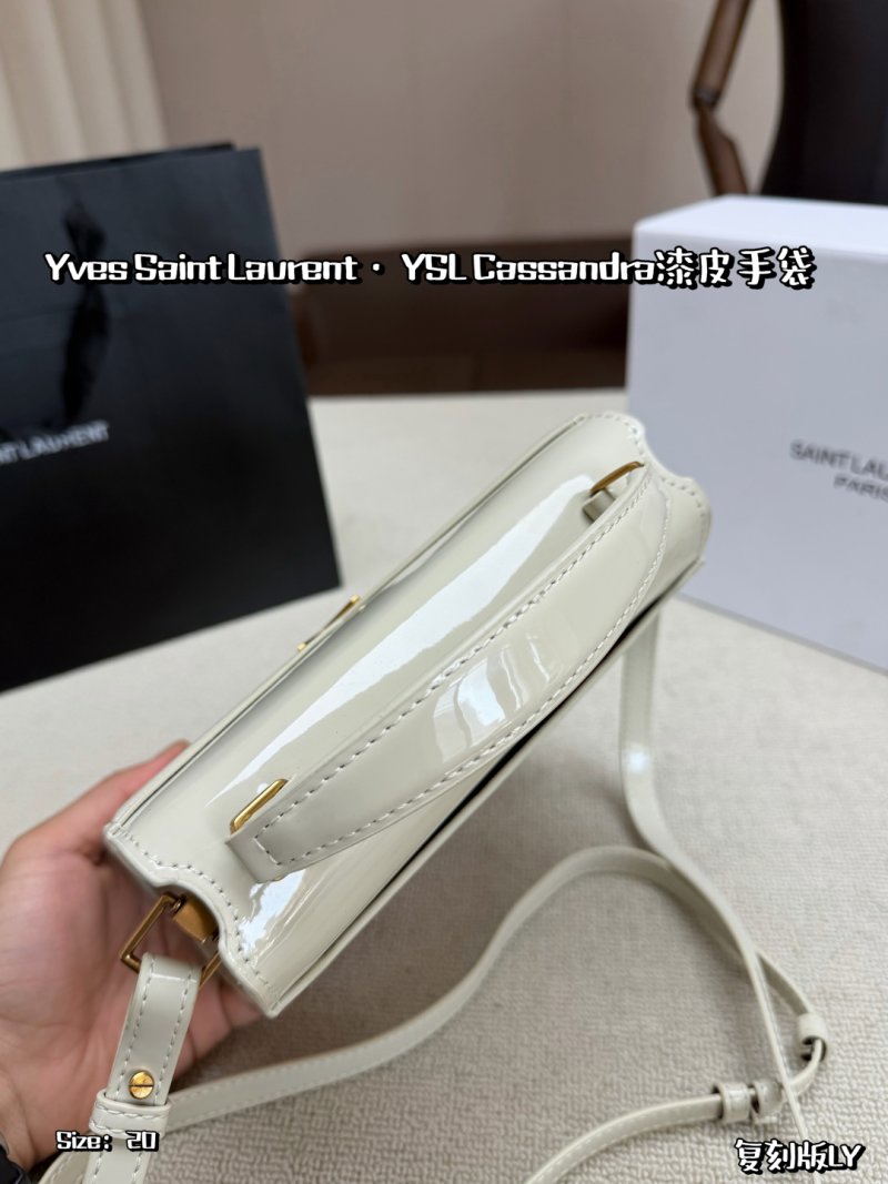 YSL Cassandra Small Patent Leather Handbag - Cream/Gold view