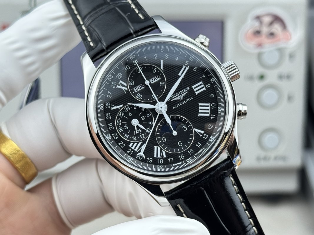 Longines Master Moon Phase Chronograph 42mm Black Dial view