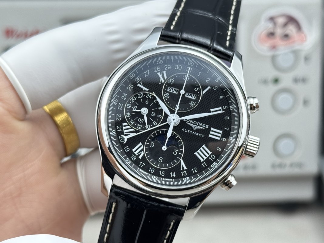 Longines Master Moon Phase Chronograph 42mm Black Dial view