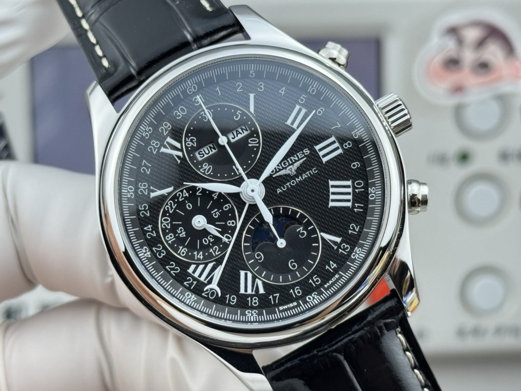 Longines Master Moon Phase Chronograph 42mm Black Dial view