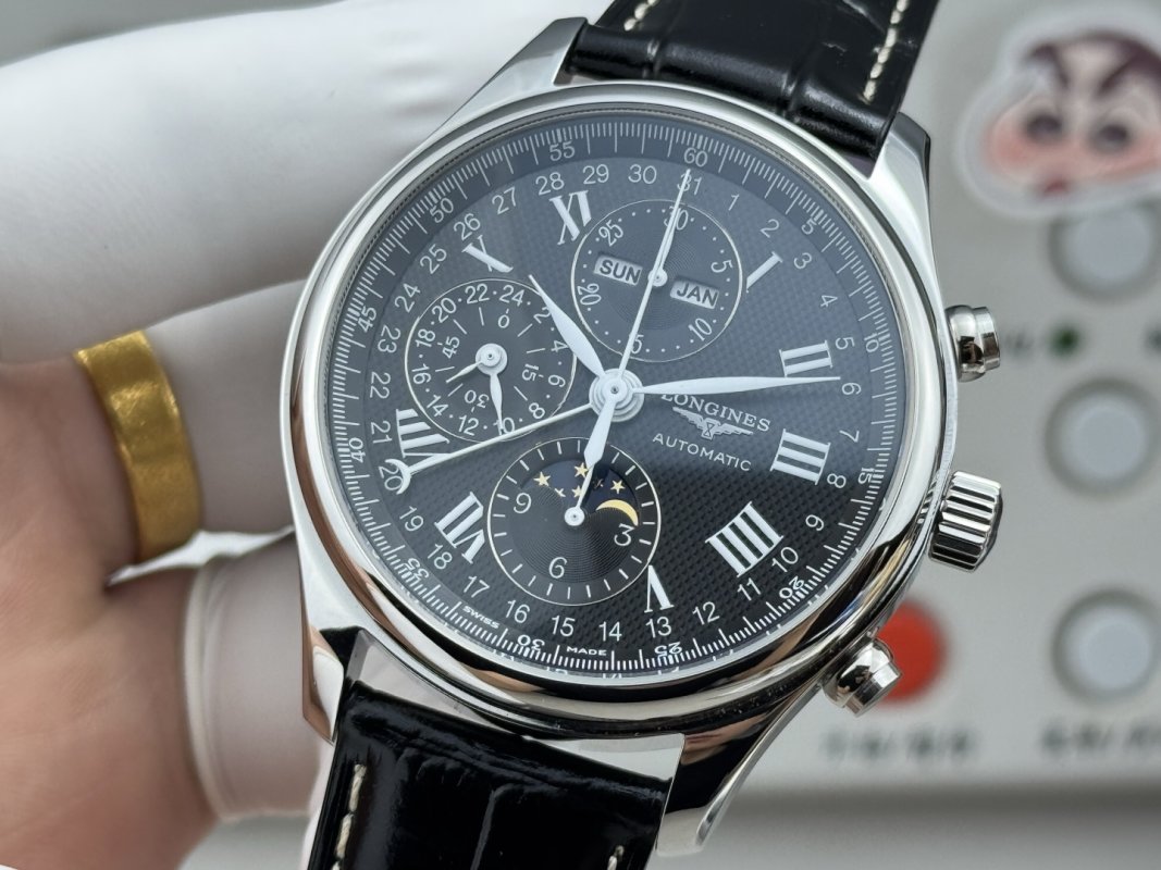 Longines Master Moon Phase Chronograph 42mm Black Dial view