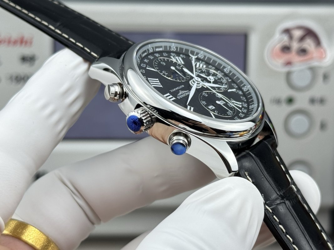 Longines Master Moon Phase Chronograph 42mm Black Dial view